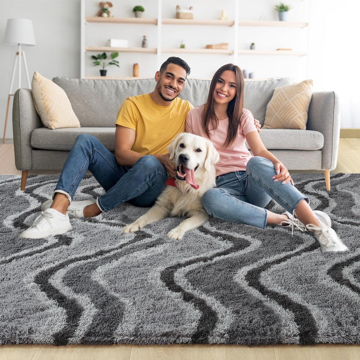 Noahas 2x6 Black Fluffy Soft Runner Rug Non-Slip for Bedroom Dorm Hallway