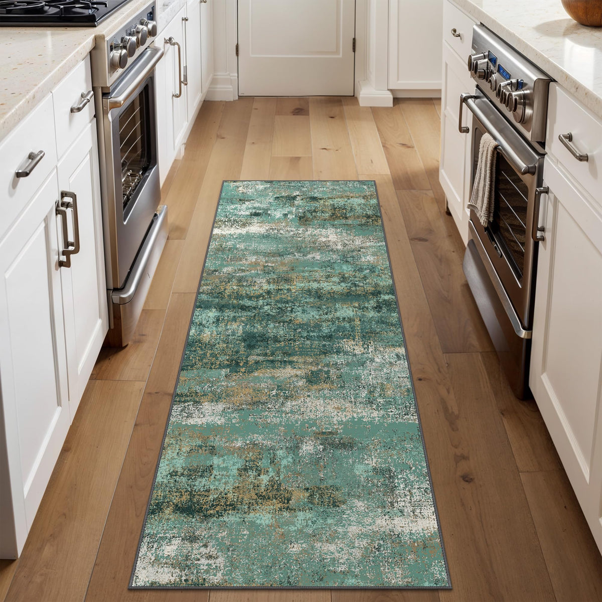 BEIMO 5x7 Green Abstract Area Rug, Washable Non-Slip for Bedroom