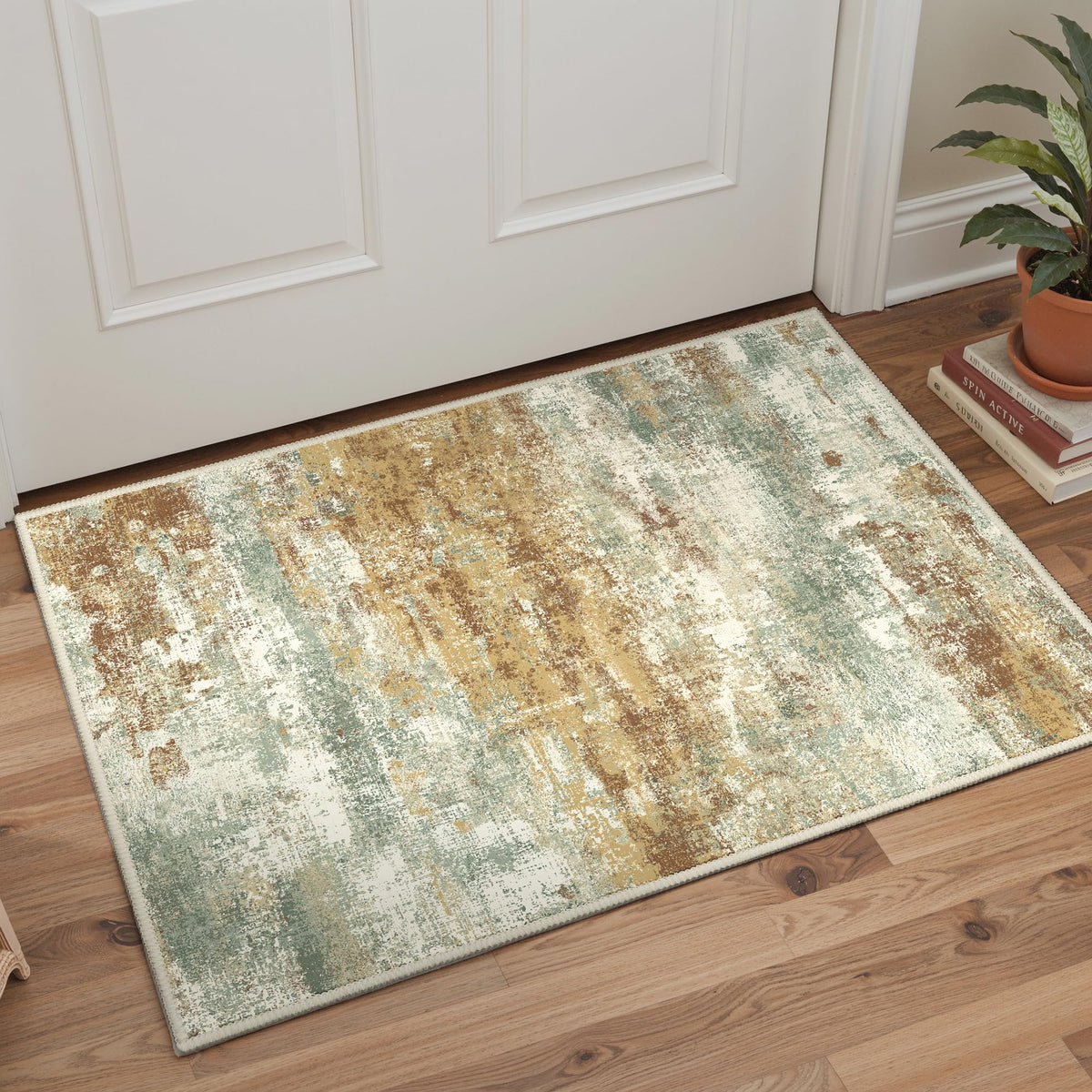 BEIMO 5x7 Green Abstract Area Rug, Washable Non-Slip for Bedroom