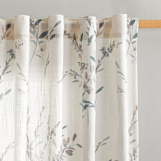MYSKY HOME Sheer Linen Curtains 84 Inch Length Light Filtering 2 Panels