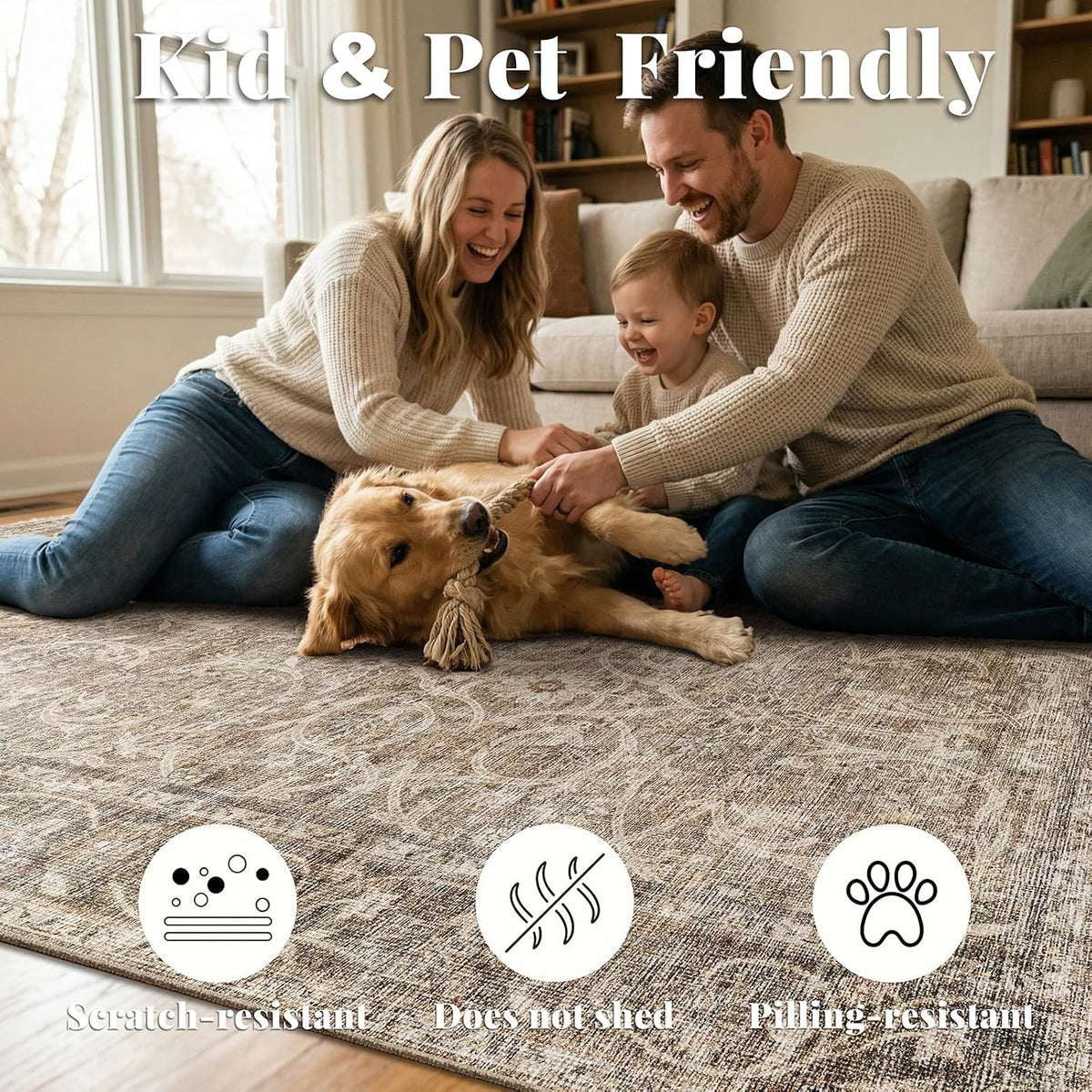 Machine Washable Rugs for Living Room: 8x10 Area Rugs for Bedroom