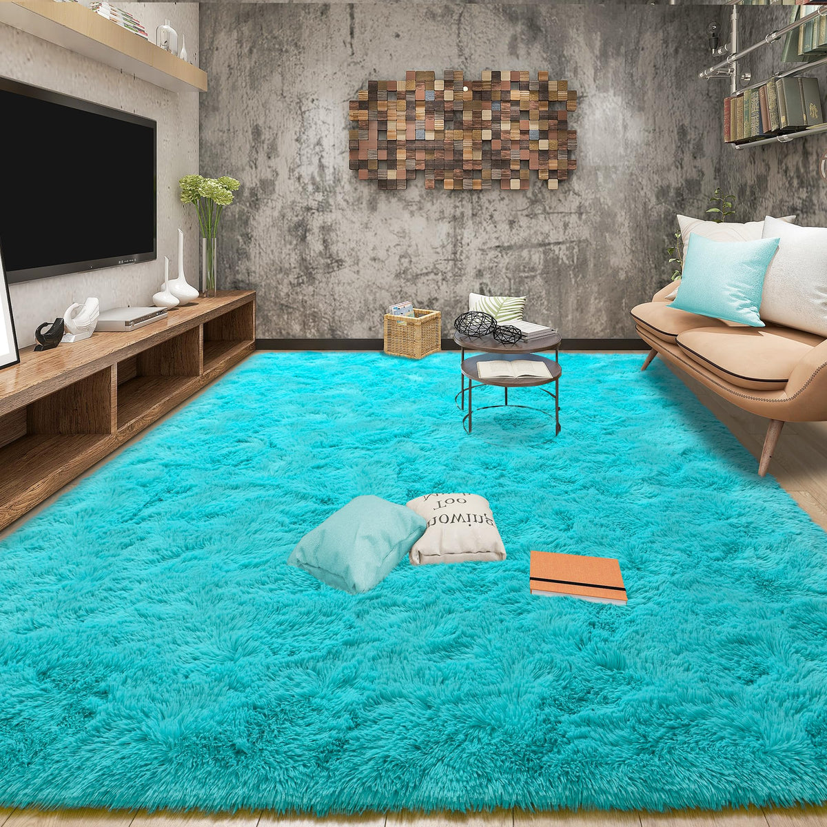 Tepook 4x6 Soft Fluffy Rug for Bedroom Fuzzy Black Rugs for Living Room