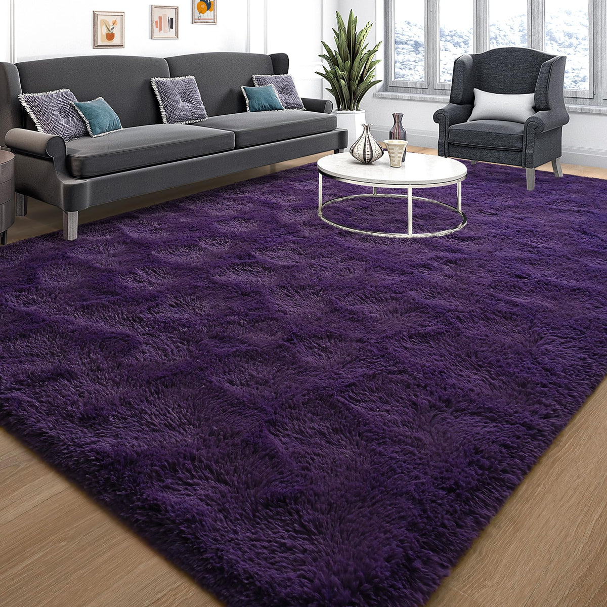 Tepook 4x6 Soft Fluffy Rug for Bedroom Fuzzy Black Rugs for Living Room