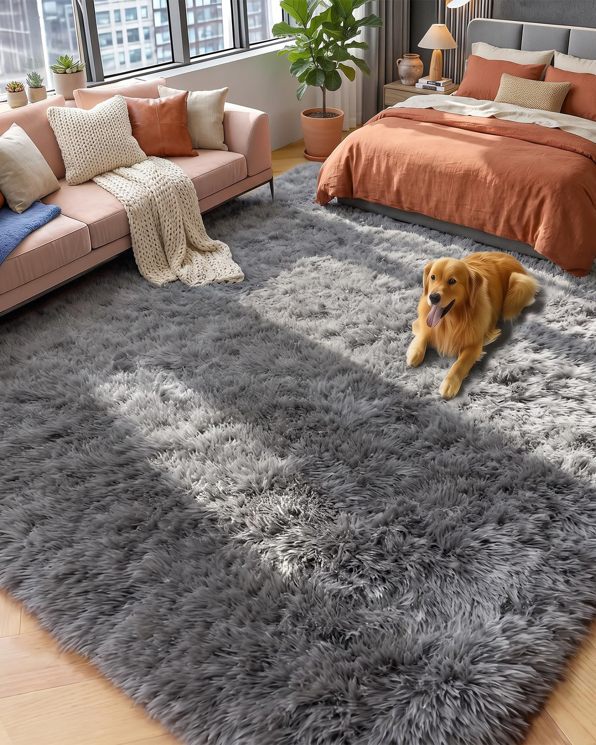 Rainbow Area Rugs for Girls Bedroom Fluffy Soft Vibrant Rugs Kids Playroom