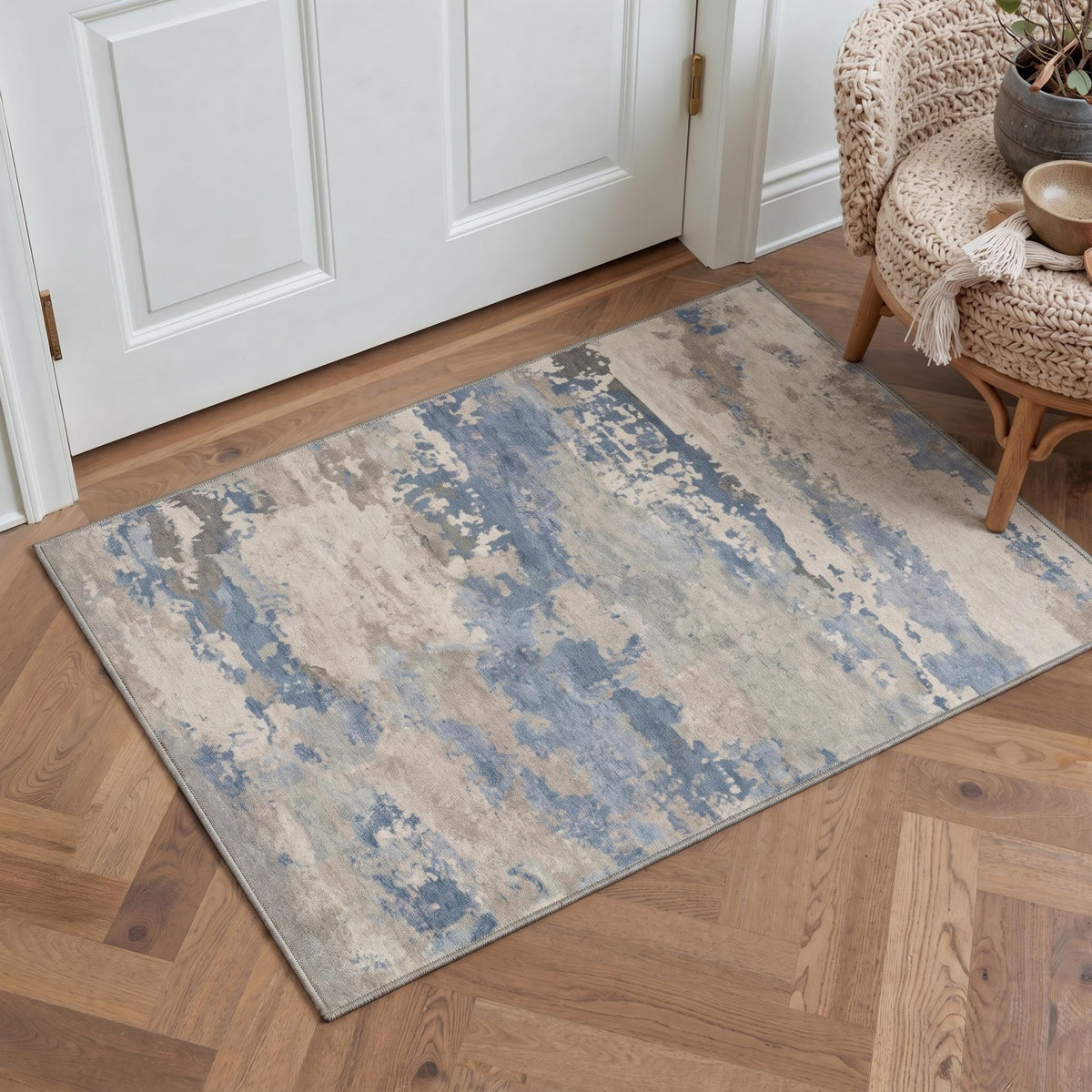 BEIMO 5x7 Green Abstract Area Rug, Washable Non-Slip for Bedroom