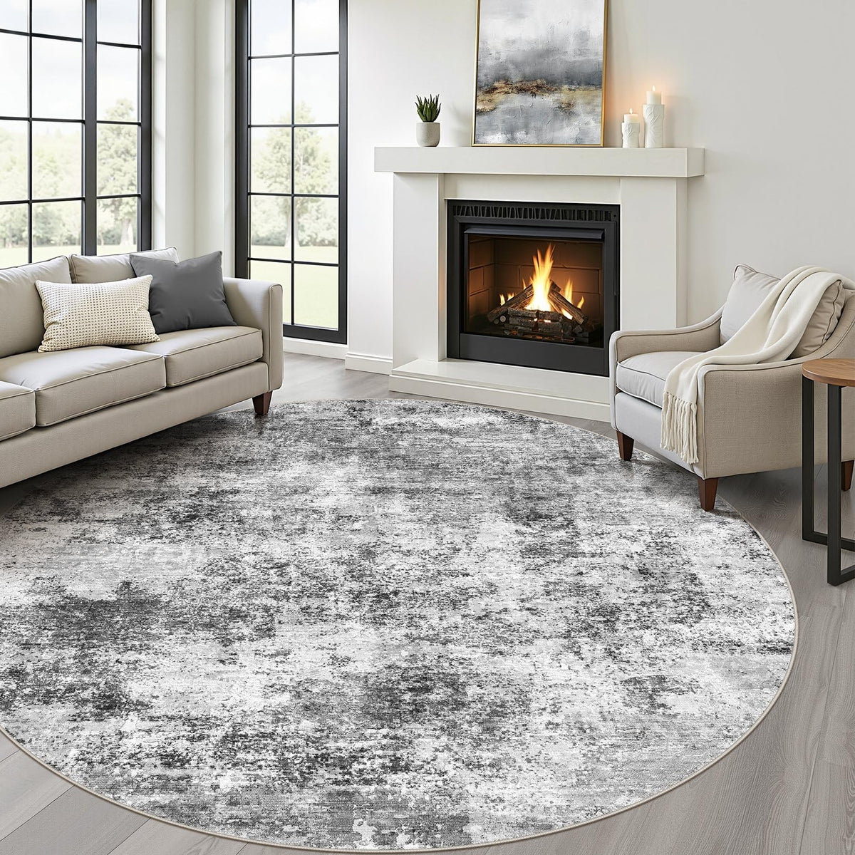 LOONGRUG 8x10 Area Rugs Washable Neutral Modern Rug for Living Room Brown