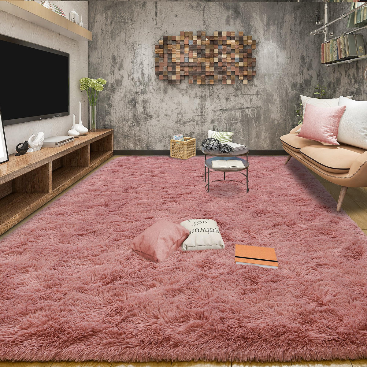 Tepook 4x6 Soft Fluffy Rug for Bedroom Fuzzy Black Rugs for Living Room