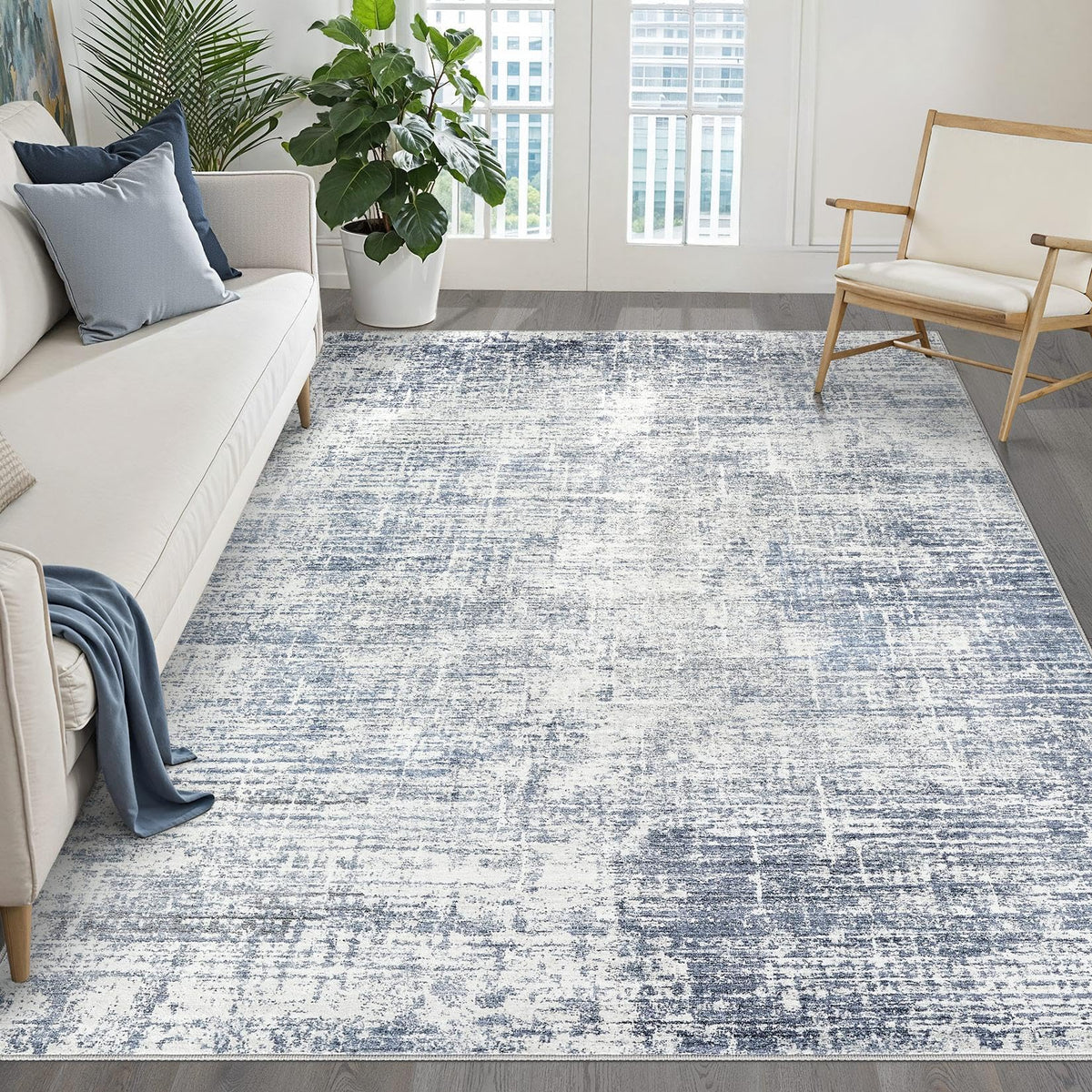 LOONGRUG 8x10 Area Rugs Washable Neutral Modern Rug for Living Room Brown