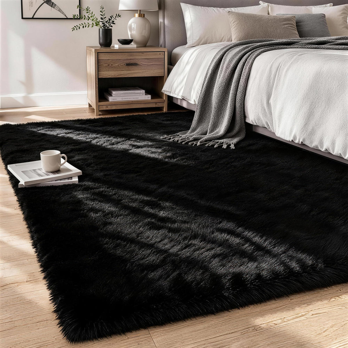 6x9 Area Rugs for Living Room Bedroom,Ultra Soft Fluffy Shag Rug Grey