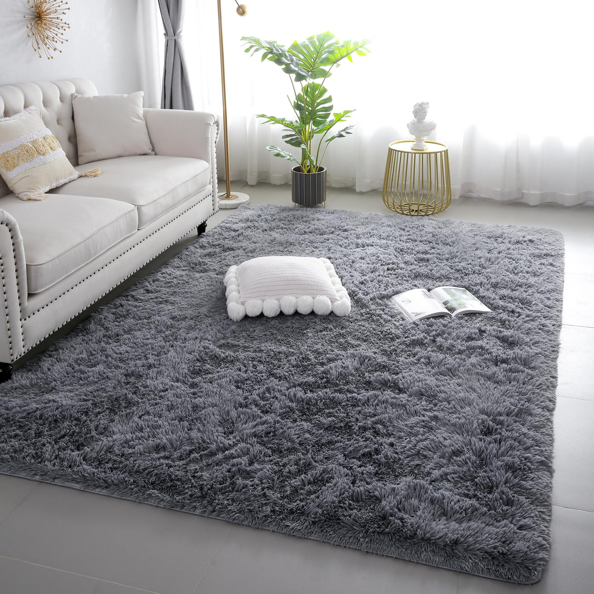 Pink Fluffy 4x6 Area Rugs for Bedroom Girls, Plush Washable Carpet