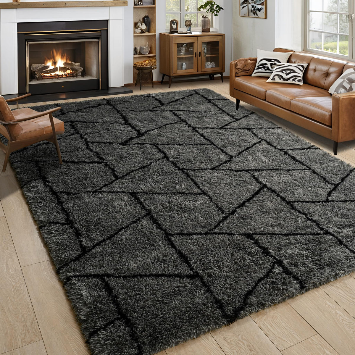 Noahas 2x6 Black Fluffy Soft Runner Rug Non-Slip for Bedroom Dorm Hallway