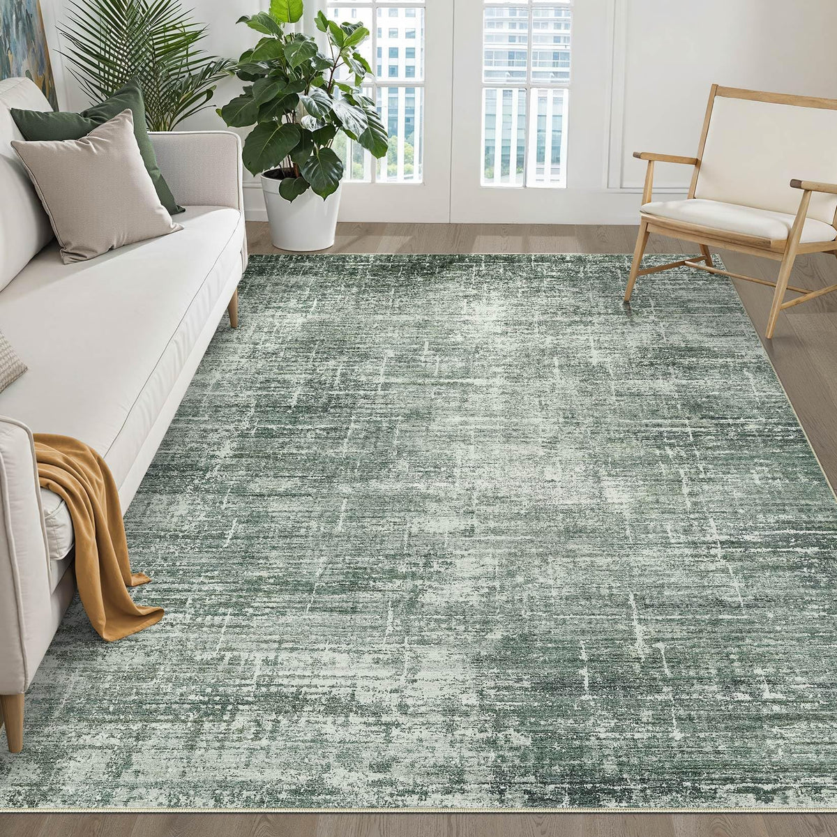 LOONGRUG 8x10 Area Rugs Washable Neutral Modern Rug for Living Room Brown