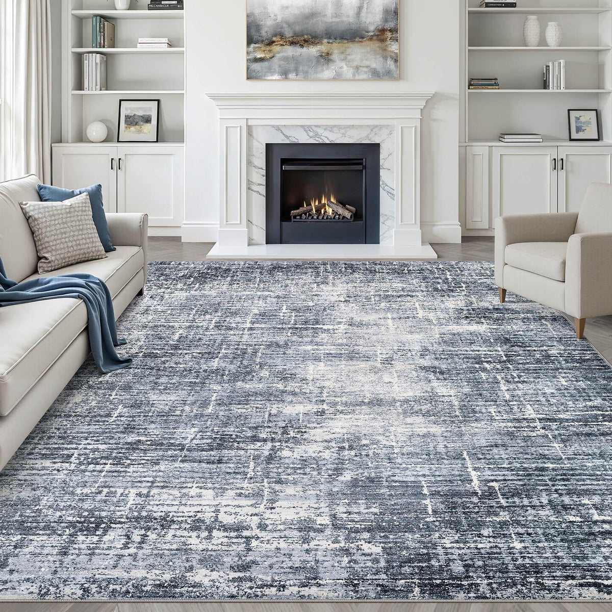 LOONGRUG 8x10 Area Rugs Washable Neutral Modern Rug for Living Room Brown