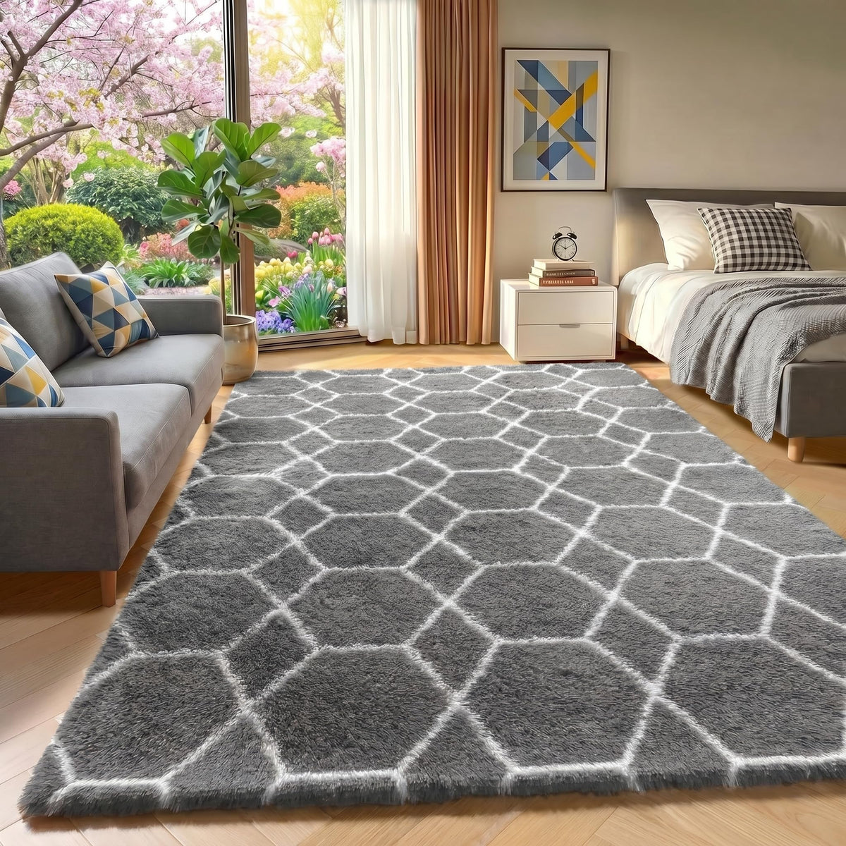 Runner Rugs for Bedroom Living Room, 2x6 Tie-Dyed Beige Hallway Area Rug