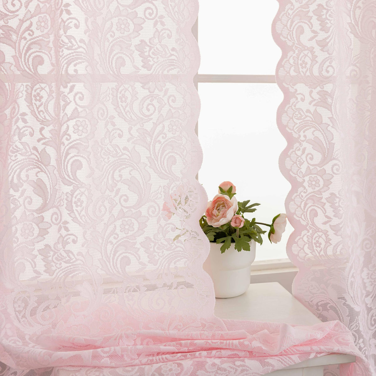 ALIGOGO Black Lace Curtains for Bedroom, Gothic Style, 52W x 63L Inch