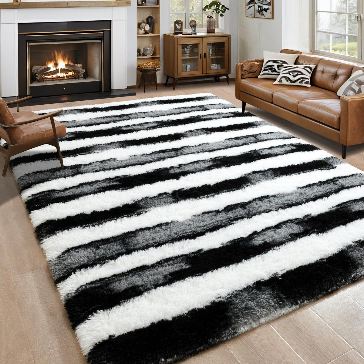 Noahas 2x6 Black Fluffy Soft Runner Rug Non-Slip for Bedroom Dorm Hallway