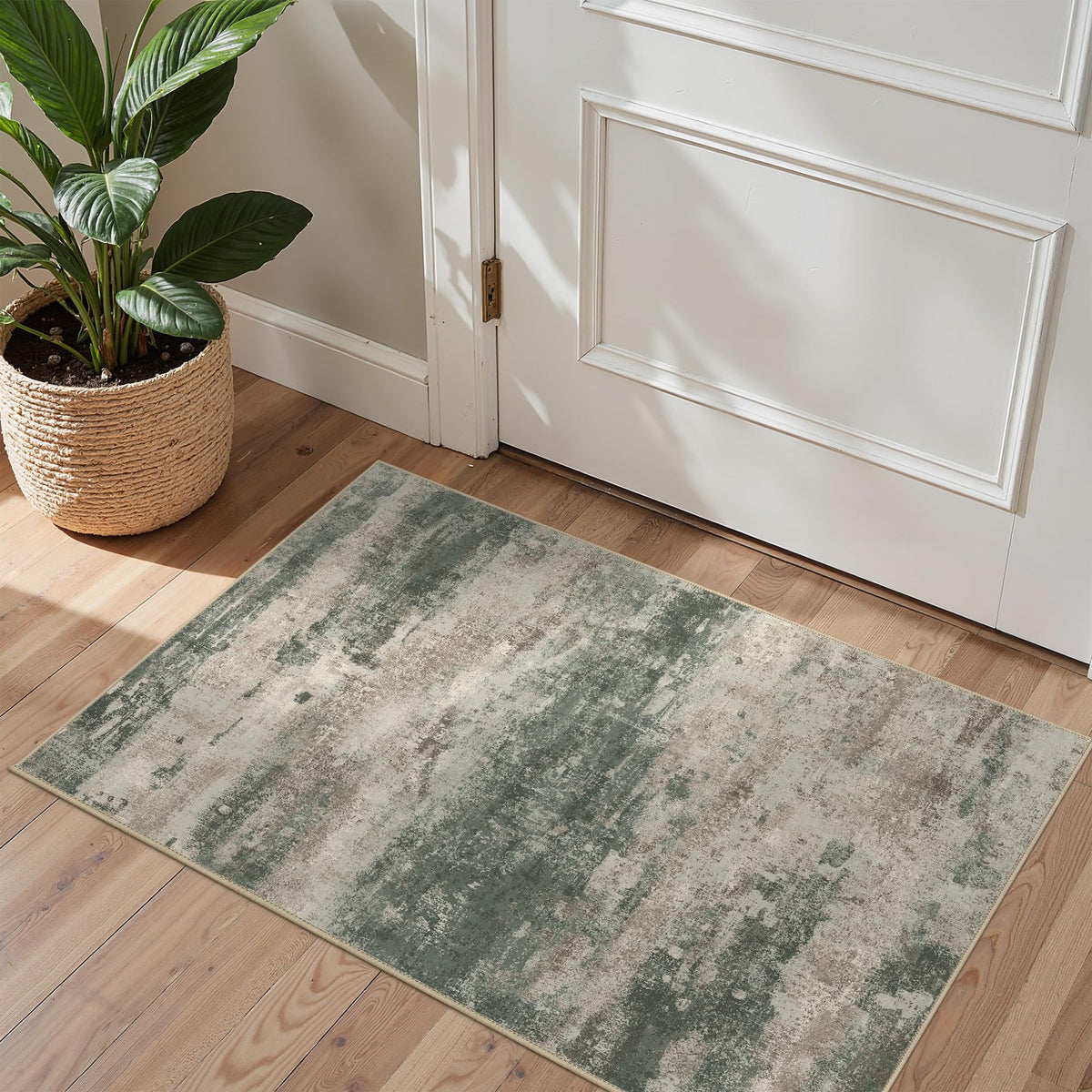 BEIMO 5x7 Green Abstract Area Rug, Washable Non-Slip for Bedroom