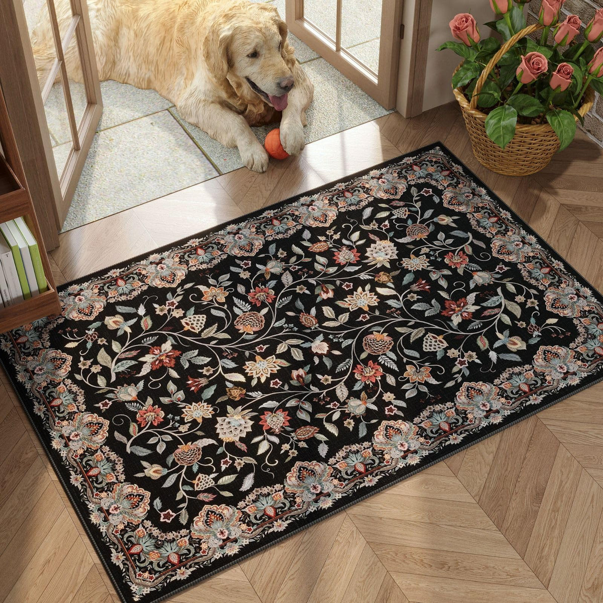 Rugcomf Large Living Room Rug 8x10 Washable Non Slip Vintage, Grey