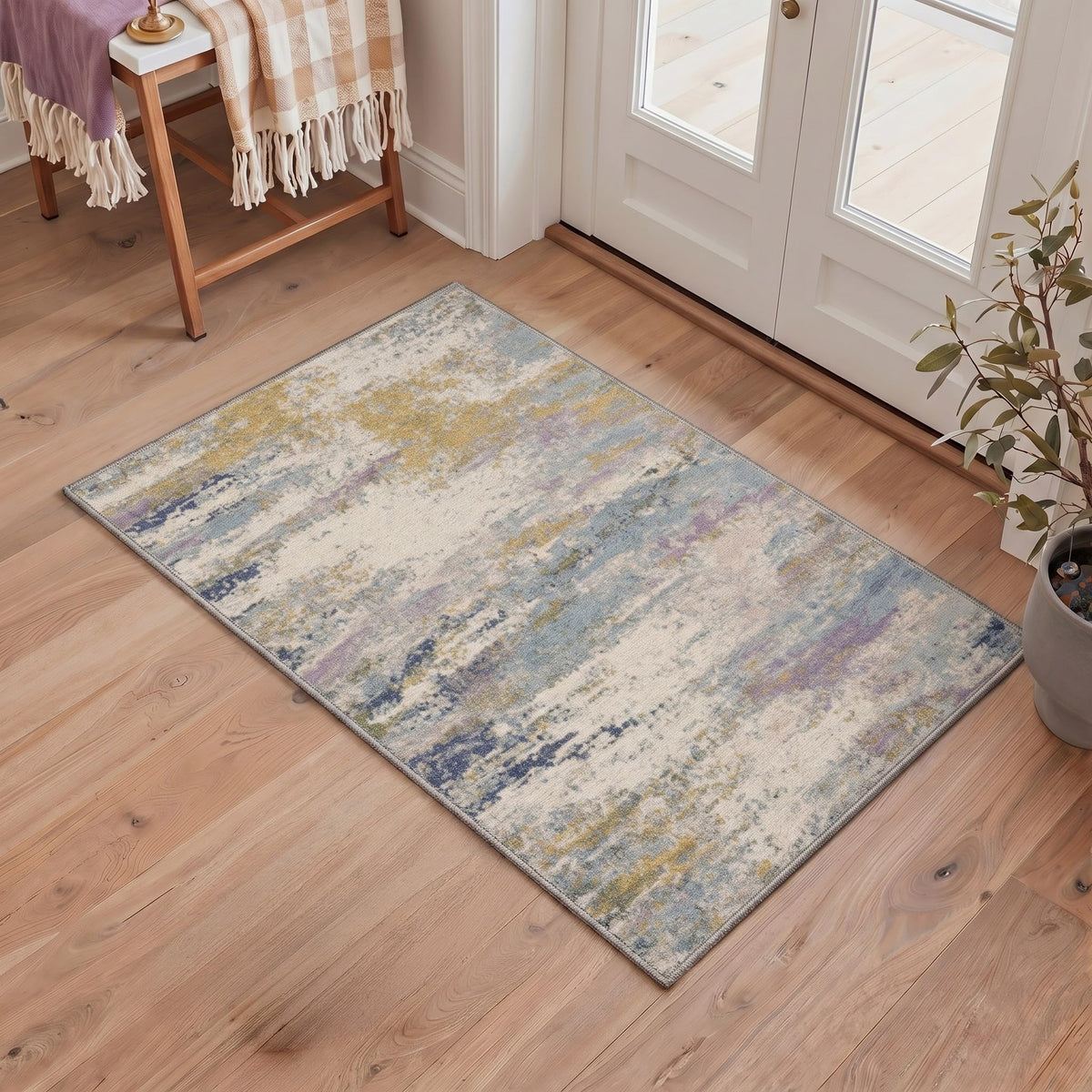 BEIMO 5x7 Green Abstract Area Rug, Washable Non-Slip for Bedroom