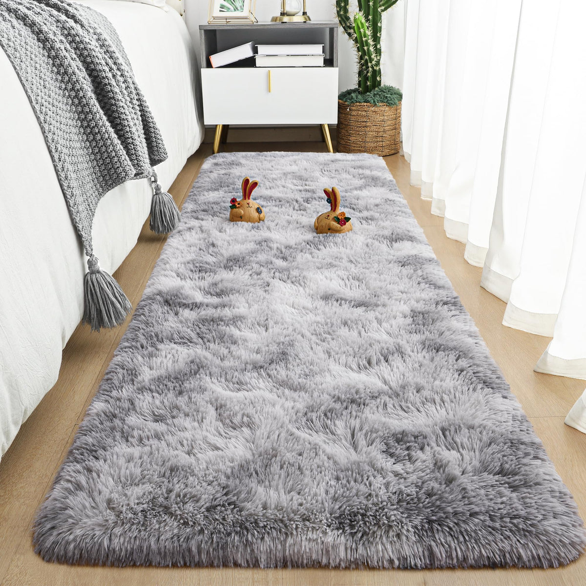 Tepook 4x6 Soft Fluffy Rug for Bedroom Fuzzy Black Rugs for Living Room