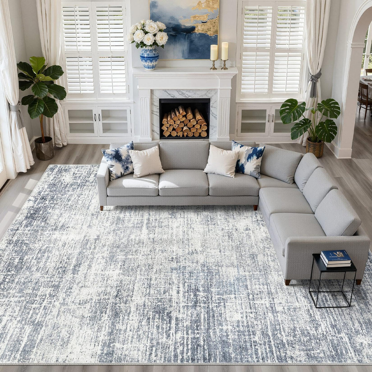 LOONGRUG 8x10 Area Rugs Washable Neutral Modern Rug for Living Room Brown