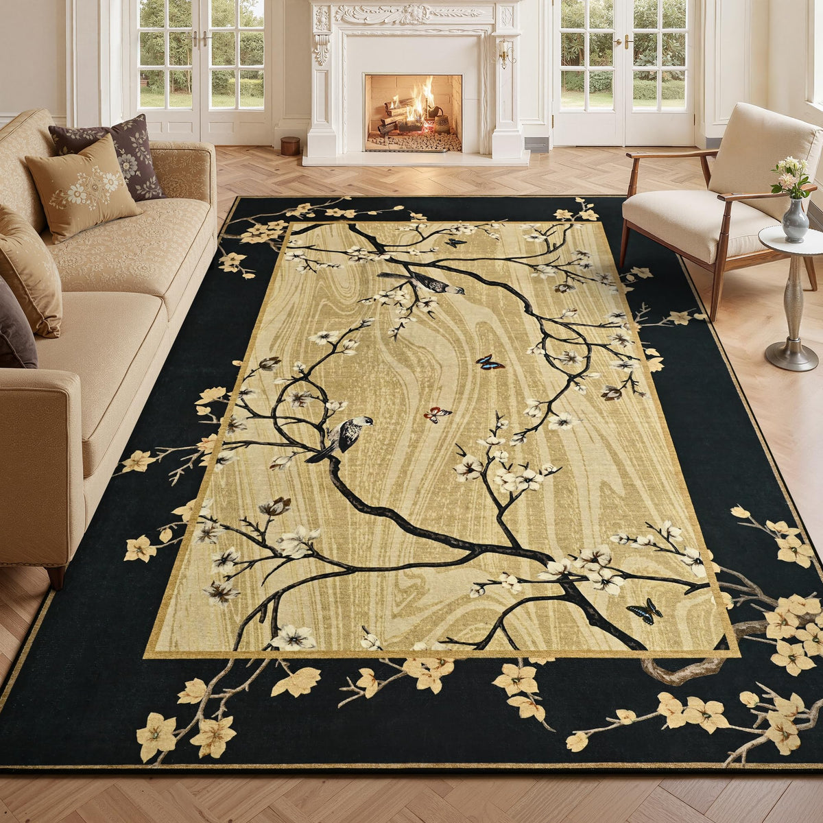 Foxmas 4x6 Purple Floral Area Rug