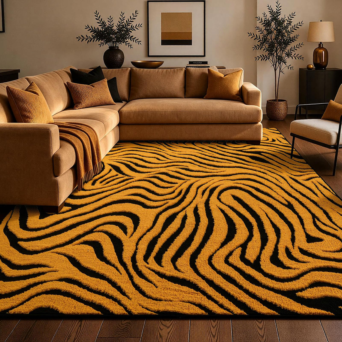 YIHOUSE 5×7 Ft Area Rugs for Living Room: Modern Washable Rug - Abstract Black and Cream White Rug for Bedroom Dining Room Office Playroom Nursery Home Decor - Nonslip Non-Shedding Striped Rugs