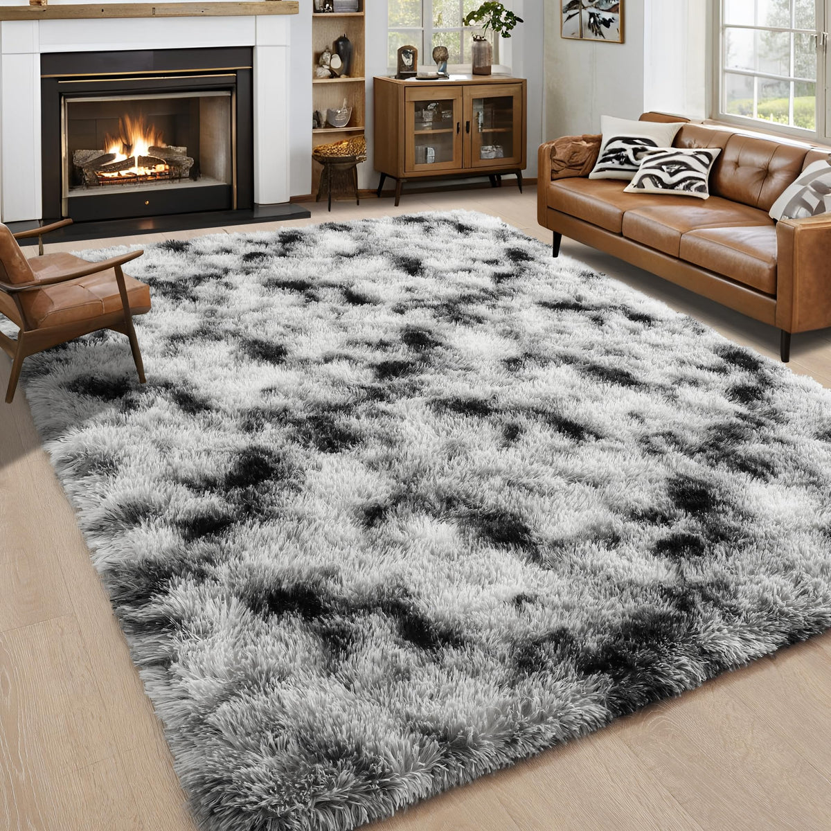 Noahas 2x6 Black Fluffy Soft Runner Rug Non-Slip for Bedroom Dorm Hallway