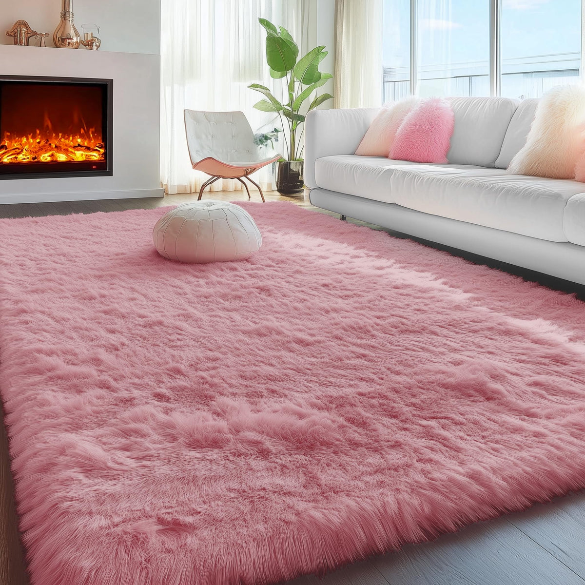 Rainbow Area Rugs for Girls Bedroom Fluffy Soft Vibrant Rugs Kids Playroom