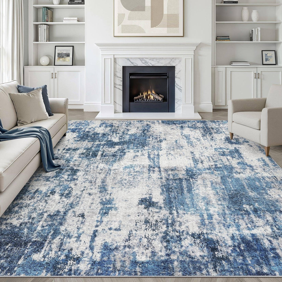LOONGRUG 8x10 Area Rugs Washable Neutral Modern Rug for Living Room Brown