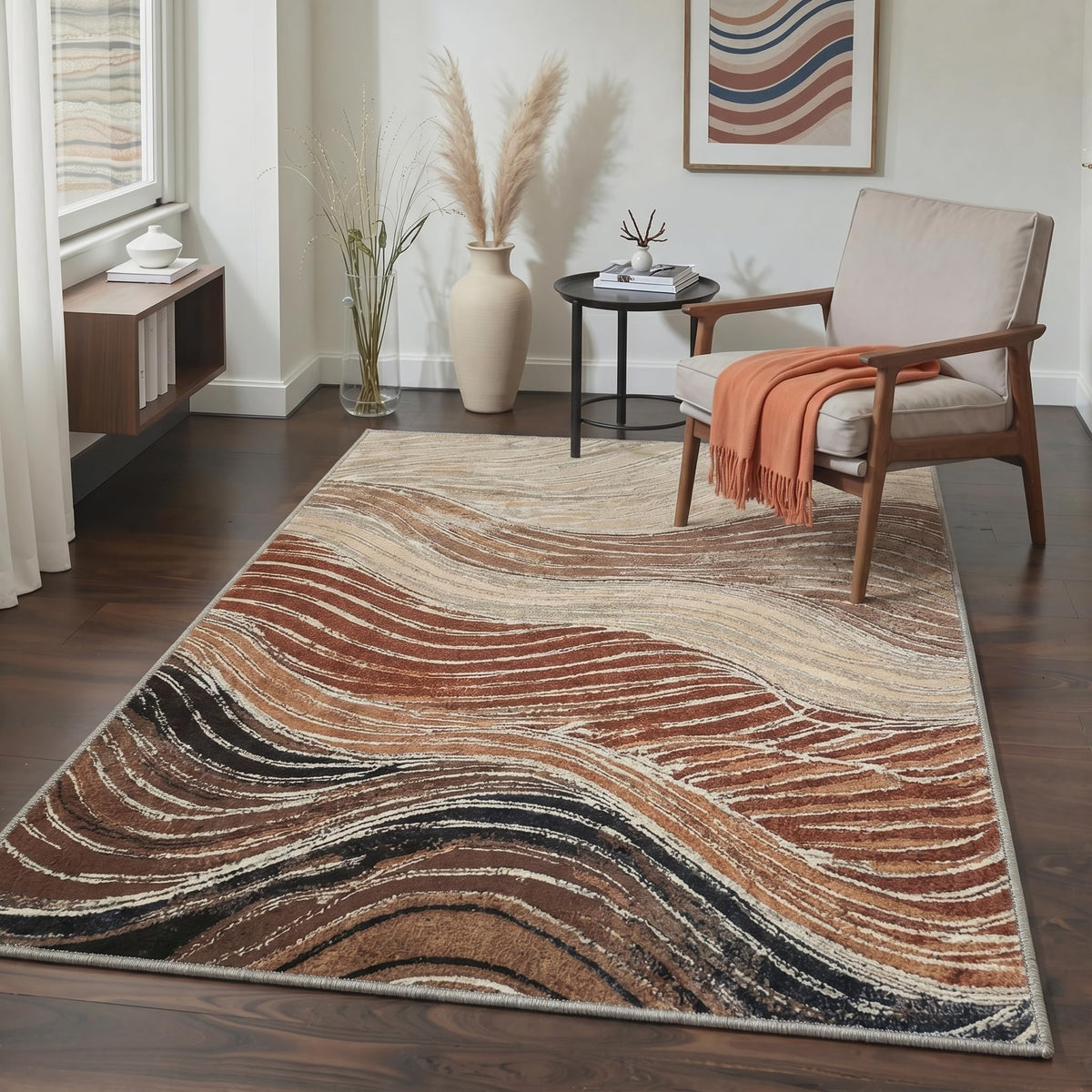 BEIMO 5x7 Green Abstract Area Rug, Washable Non-Slip for Bedroom