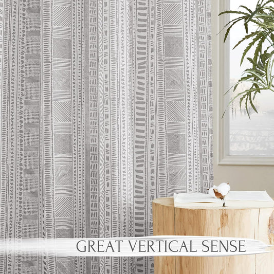 NICETOWN Bohemian Linen Textured Sheer Window Curtains for Bedroom, 95" Long Sweep The Floor Decorative Keep Privacy Semitransparent Elegant Sheer Panels for Villa/Cottage, 2 Pieces, Grey