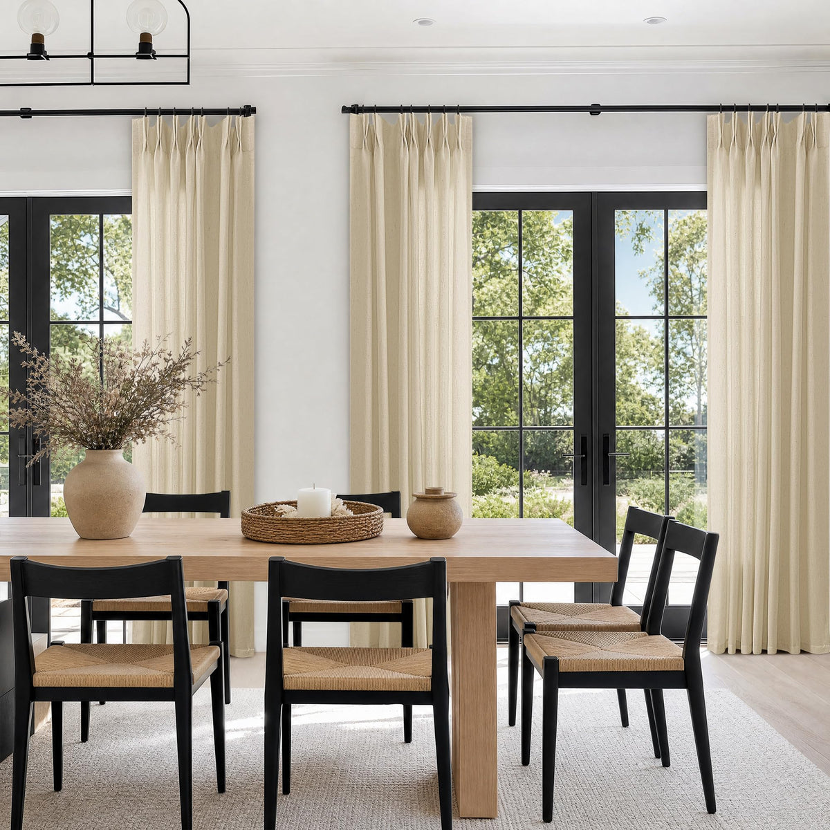 Cream 120 Inch Linen Curtains Pinch Pleated Extra Long Custom Made