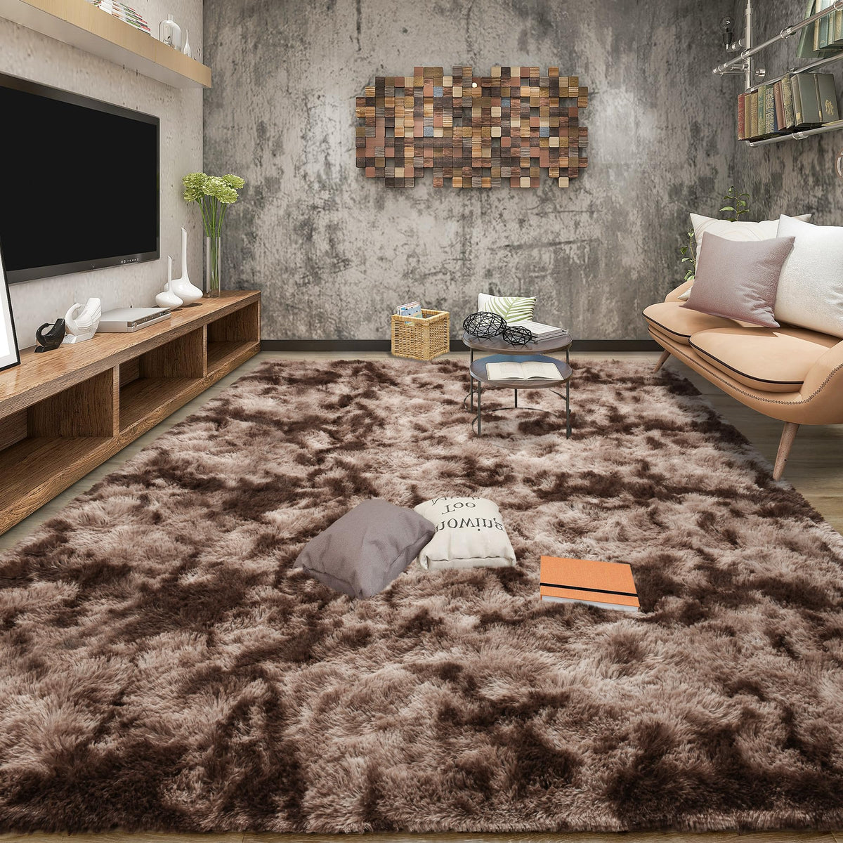 Tepook 4x6 Soft Fluffy Rug for Bedroom Fuzzy Black Rugs for Living Room