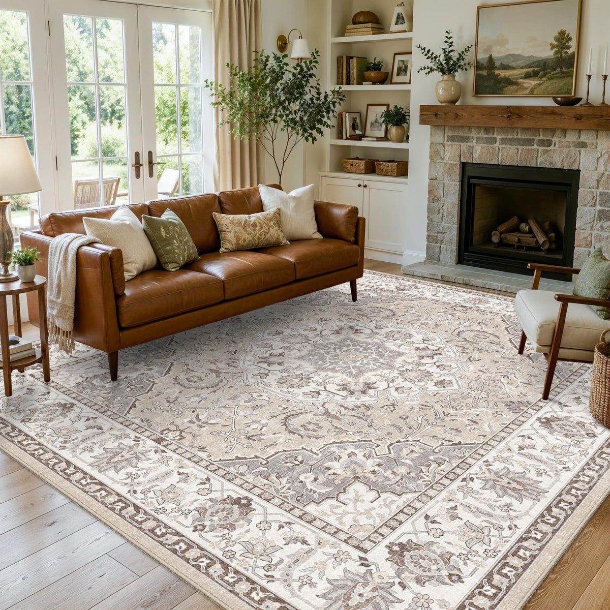 2x6 Hallway Washable Runner Rug : Vintage Soft Kitchen Laundry Runner with Non Slip Backing Farmhouse Entryway Living Room Floor Mat Stain Resistant Carpet for Bedroom Bathroom Distressed Beside Rug