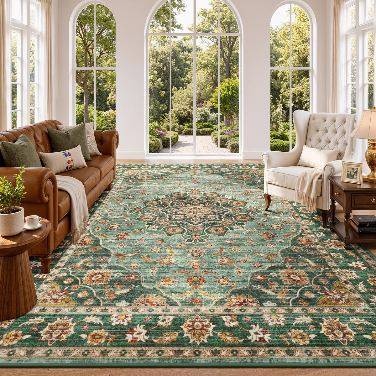 Lessymo 8x10 Washable Area Rug for Living Room Bedroom, Large Non-Slip Rug