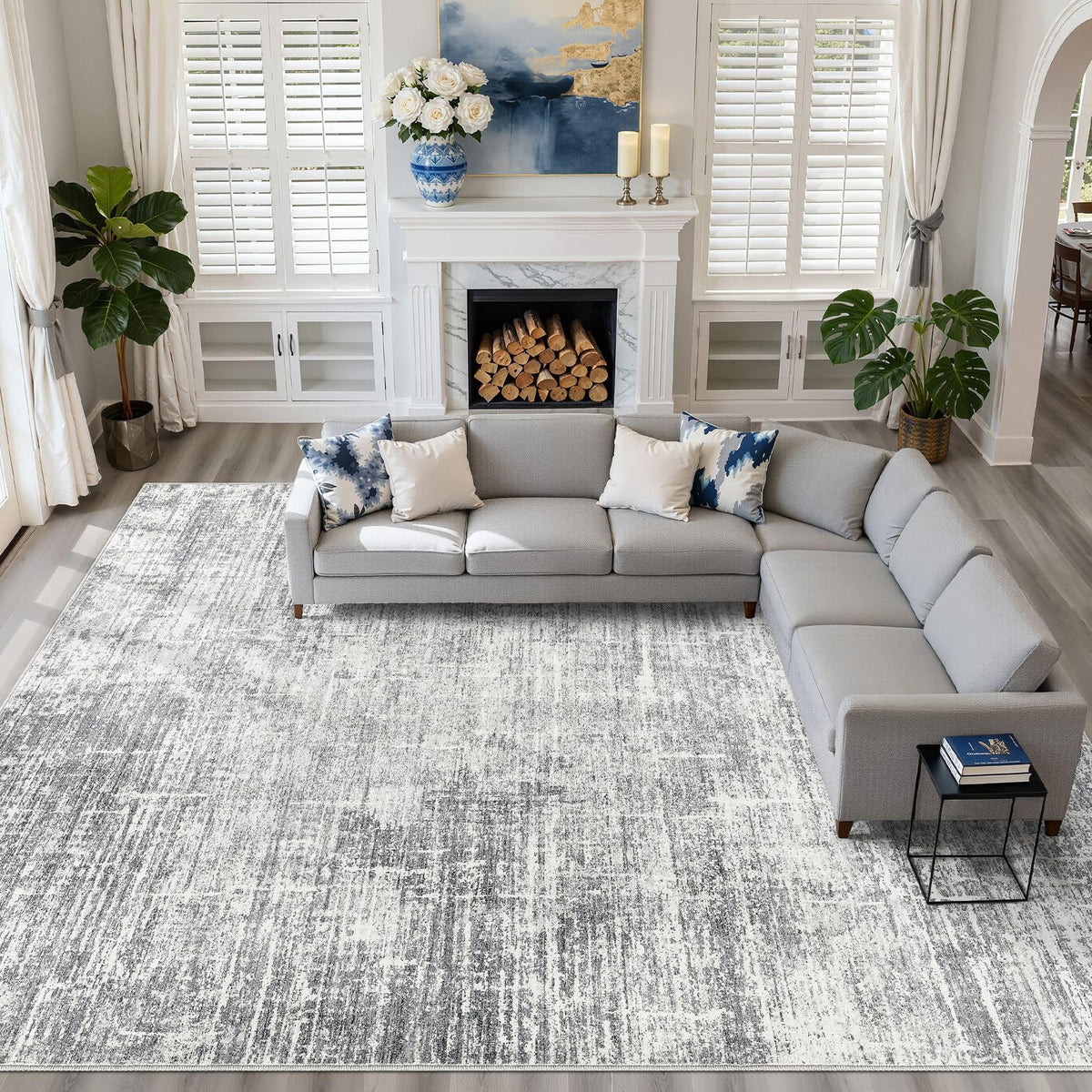 LOONGRUG 8x10 Area Rugs Washable Neutral Modern Rug for Living Room Brown