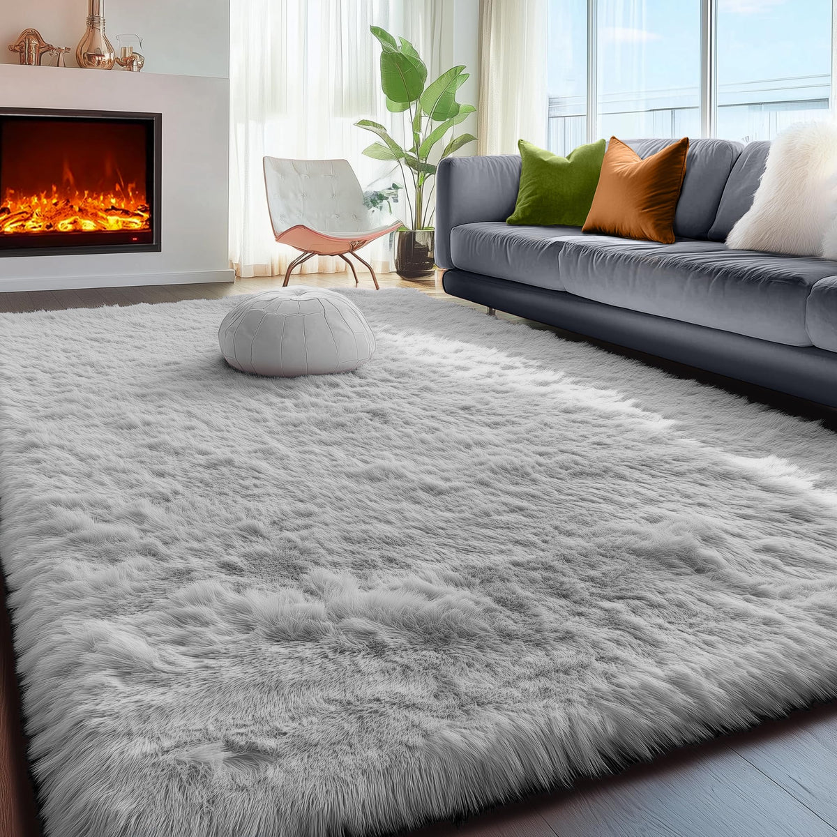 Rainbow Area Rugs for Girls Bedroom Fluffy Soft Vibrant Rugs Kids Playroom