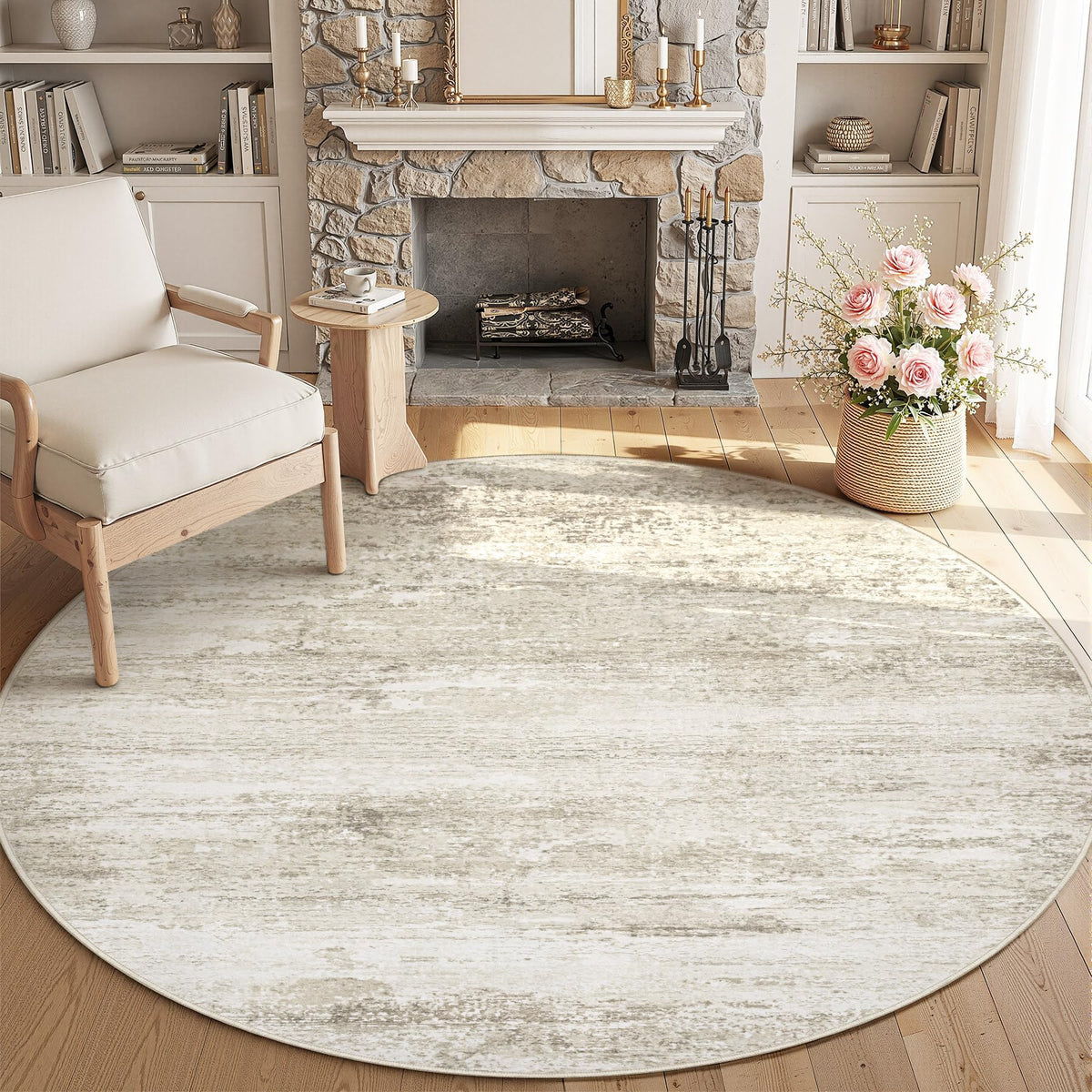 Washable Rug 8x10 Area Rugs for Living Room: Large Neutral Soft Rug Abstract Non Slip Low Pile Modern Carpet for Bedroom Kitchen Nursery Office Dining Room Indoor (Beige, 8'x10')