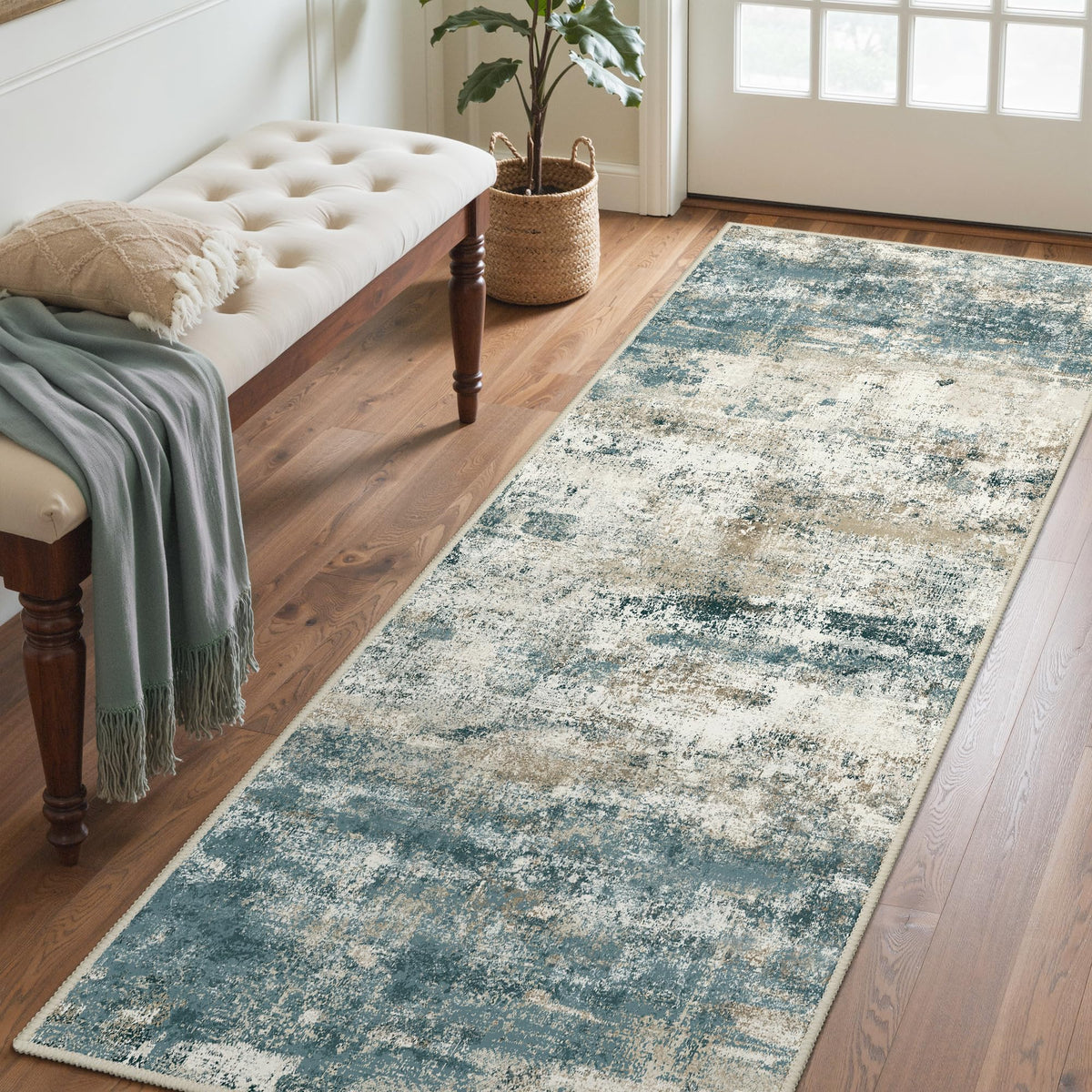 BEIMO 5x7 Green Abstract Area Rug, Washable Non-Slip for Bedroom