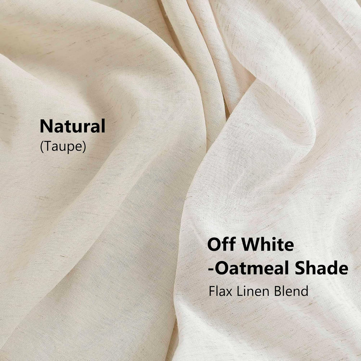 Flax Sheer Linen Curtains for Living Room 52"x84" 2pk Beige Natural White