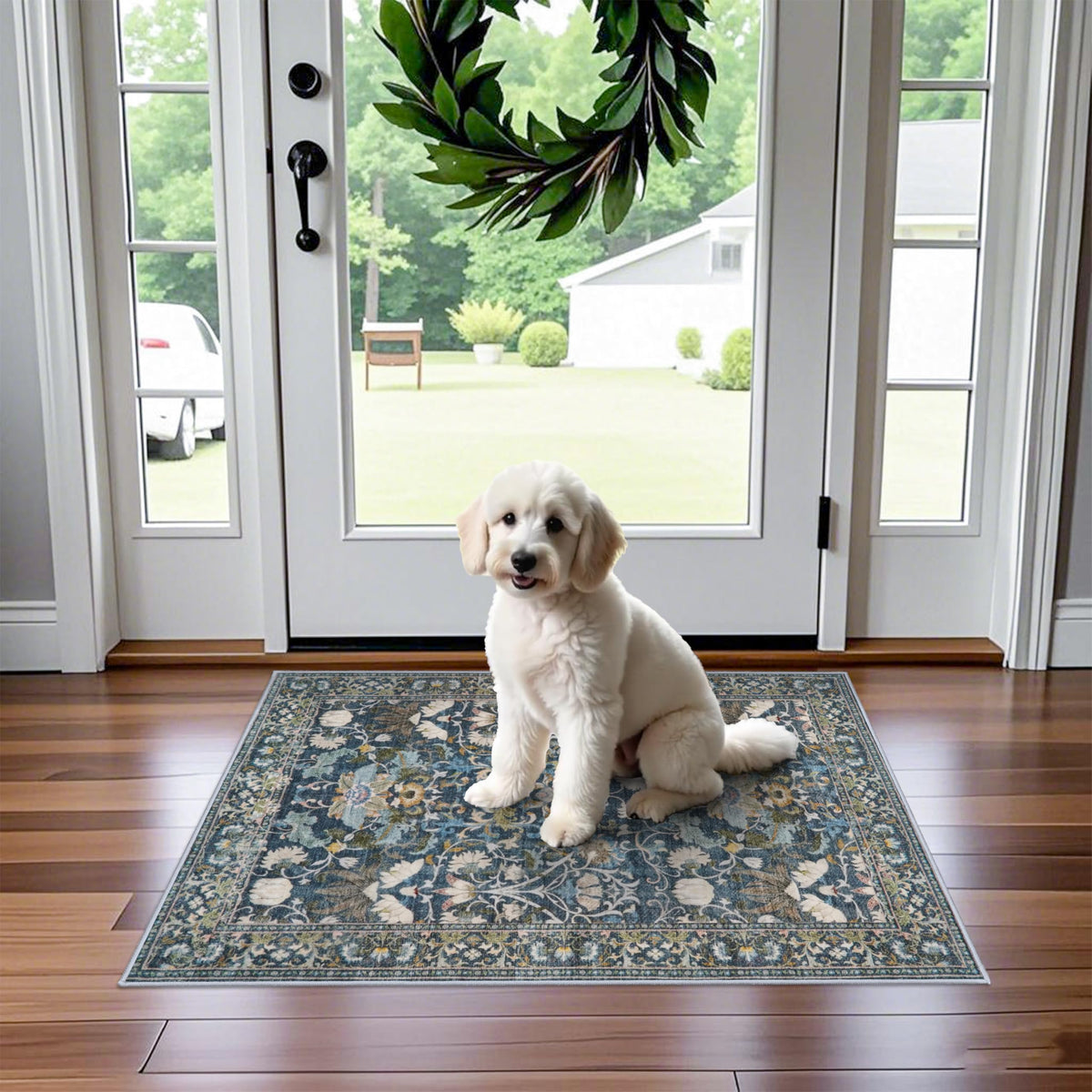 2x6 Hallway Washable Runner Rug : Vintage Soft Kitchen Laundry Runner with Non Slip Backing Farmhouse Entryway Living Room Floor Mat Stain Resistant Carpet for Bedroom Bathroom Distressed Beside Rug