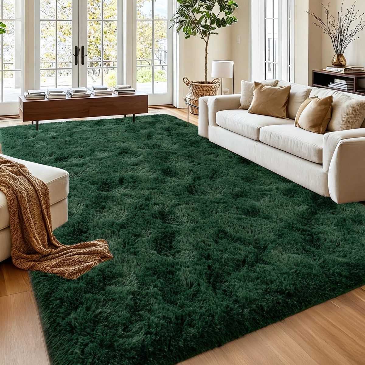 Mugorn 8x10 Area Rugs for Living Room, Large Fluffy Black Rugs for Bedroom