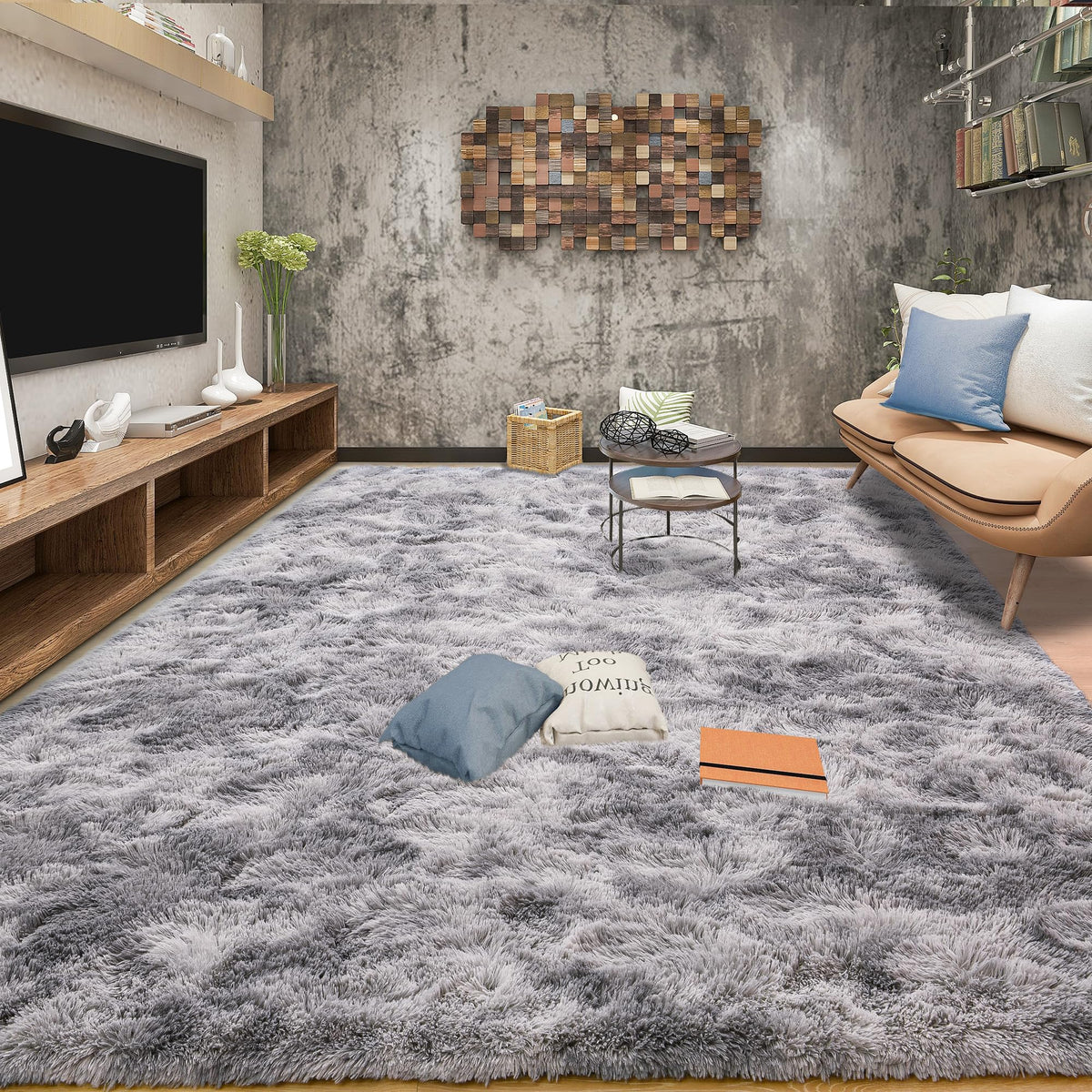 Tepook 4x6 Soft Fluffy Rug for Bedroom Fuzzy Black Rugs for Living Room