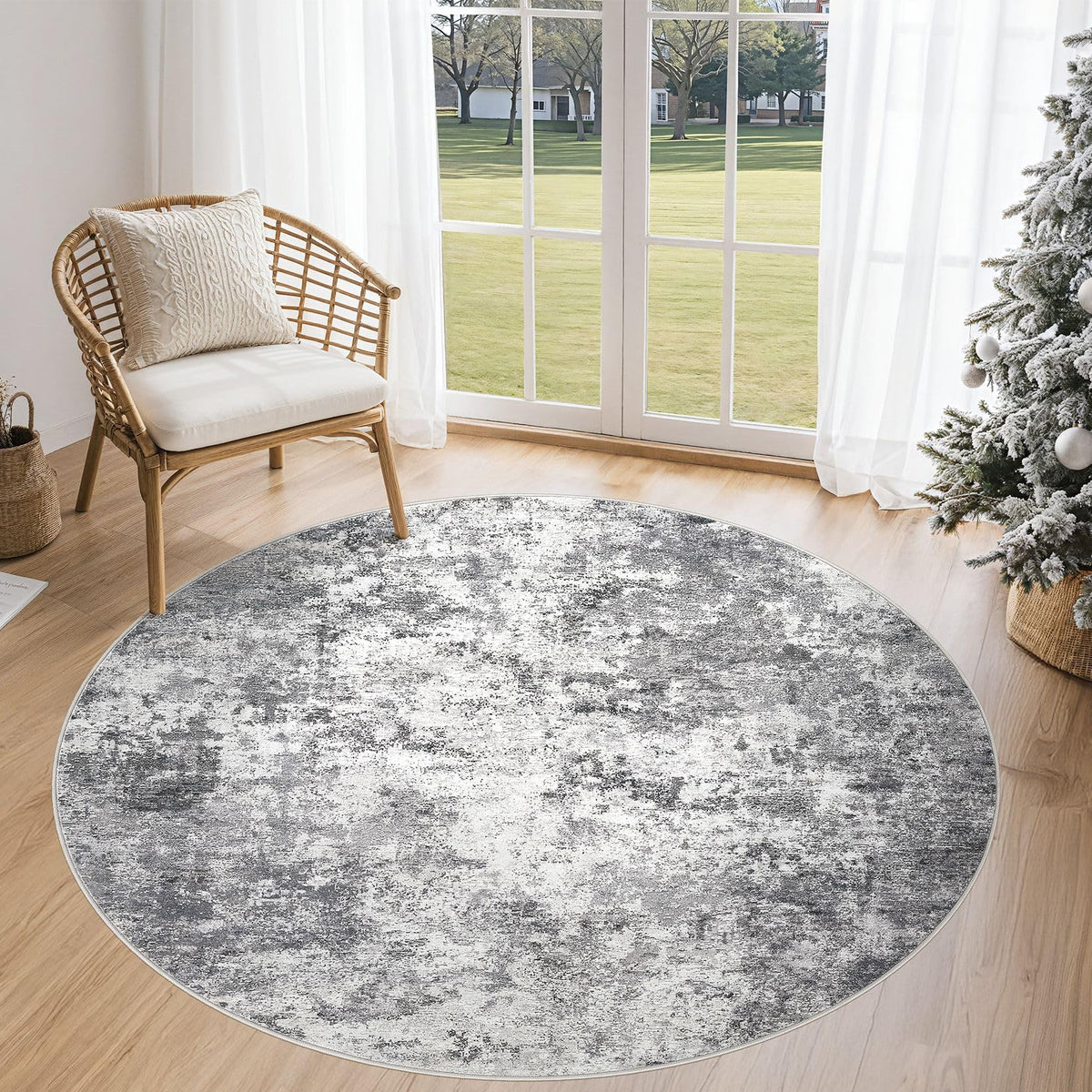 UERMEI 8x10 Area Rug Living Room Rugs - Washable Neutral Modern Abstract Soft Thin Large Rug Indoor Floor No Slip Rug Carpet for Bedroom Under Dining Table Home Office Decor - Brown Grey