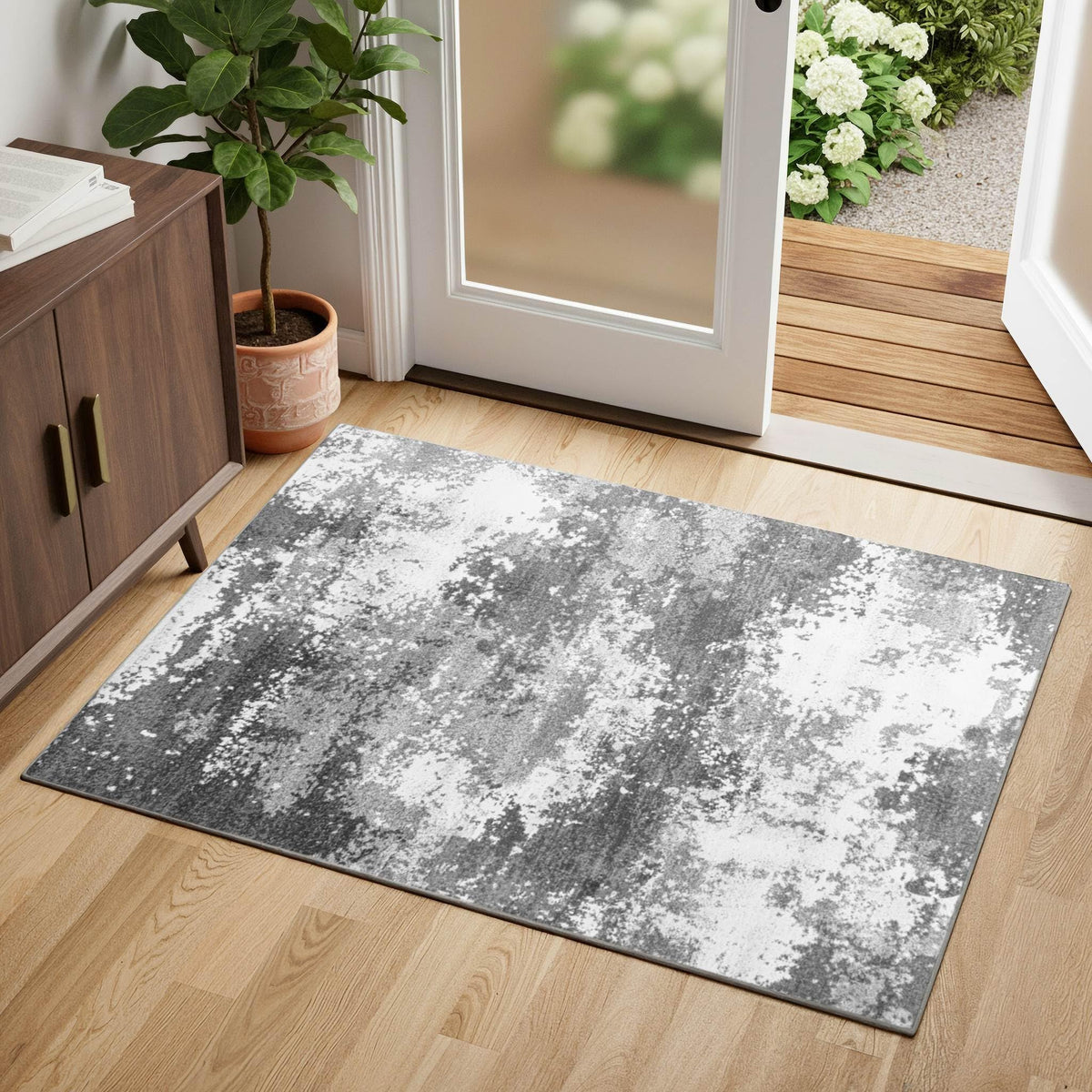 Black Washable Rug 5x7 Area Rugs for Living Room Bedroom Carpet