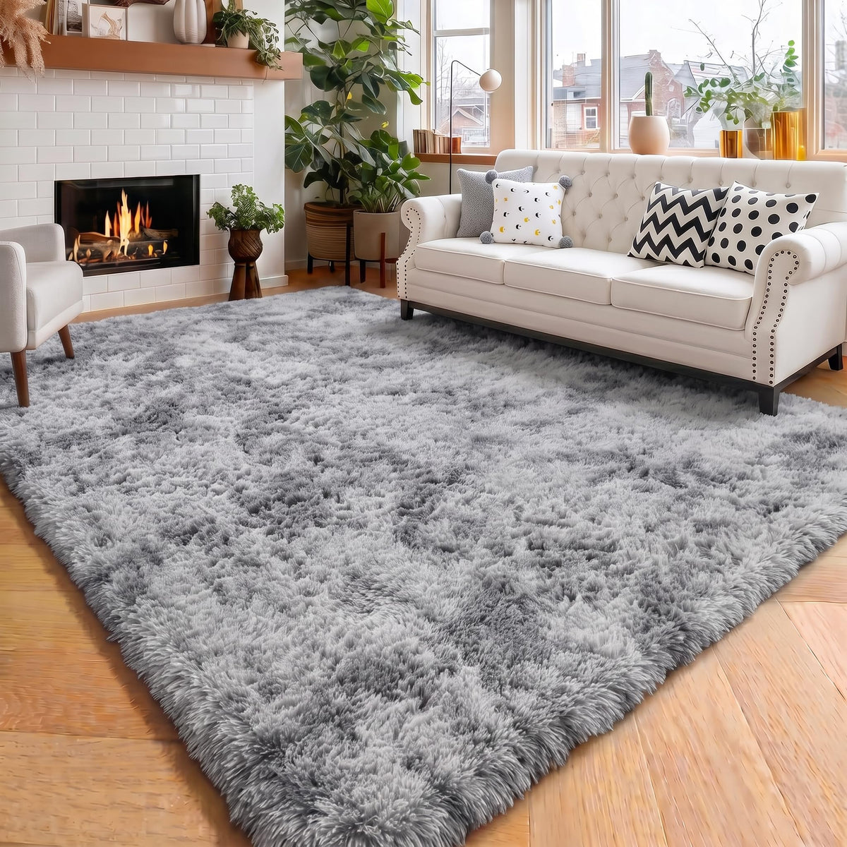 Amdrebio Light Pink Fluffy Fuzzy Area Rug 4x6 for Girls Bedroom Kids Room