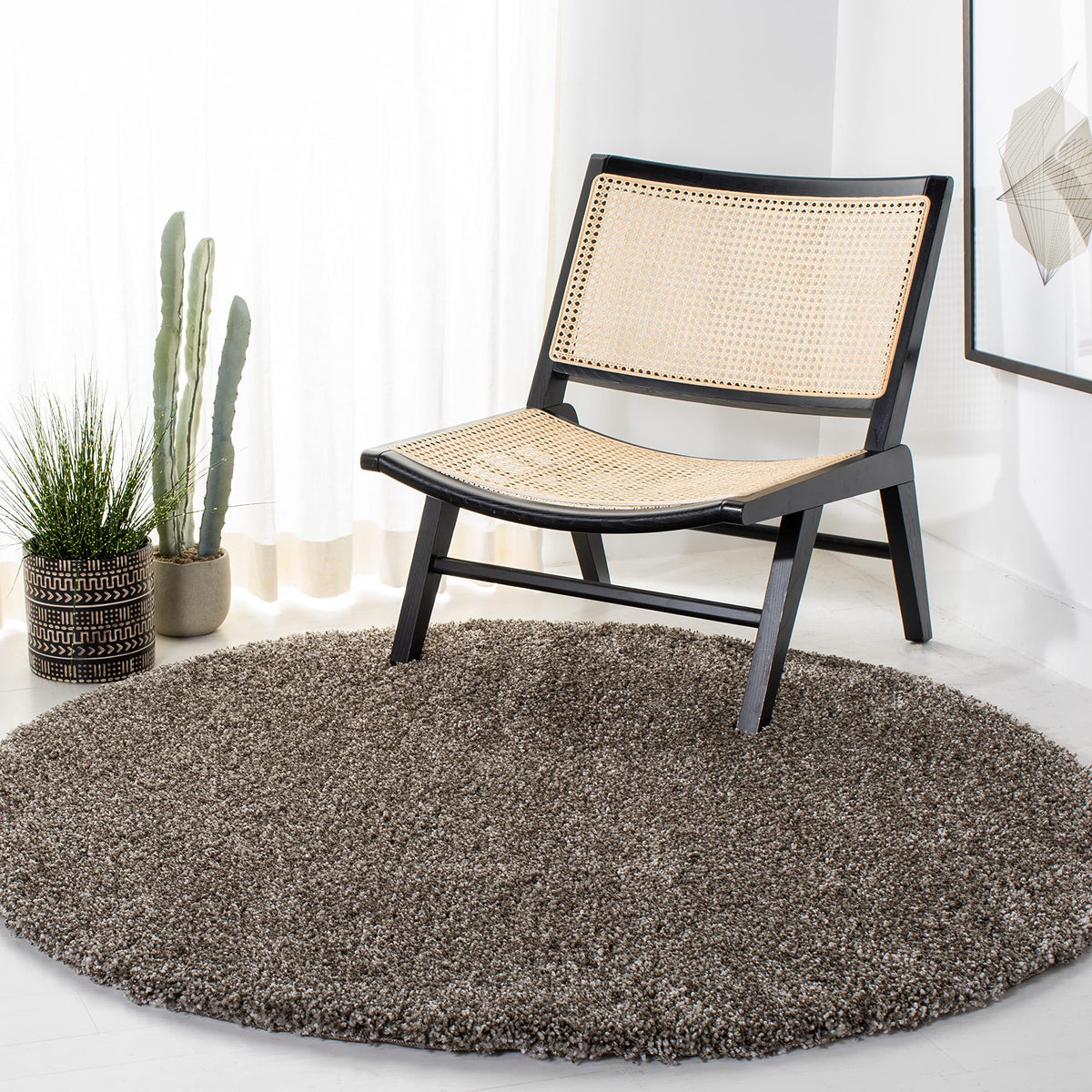 SAFAVIEH Milan Shag Collection 8' x 10' Ivory SG180 Solid Non-Shedding Living Room Bedroom Dining Room Entryway Plush 2-inch Thick Area Rug