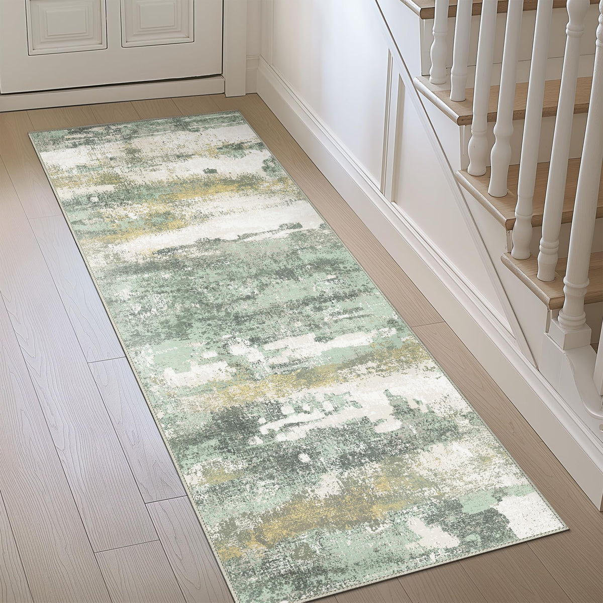 BEIMO 5x7 Green Abstract Area Rug, Washable Non-Slip for Bedroom