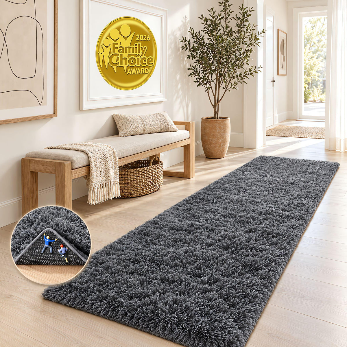 Ophanie Area Rugs for Living Room Bedroom, Washable Non-Slip Fluffy Soft Grey Shag Carpet, Indoor Floor Gray 4x6 Fuzzy Shaggy Living Room Plush Rug for Kids Home Dorm Decor Aesthetic